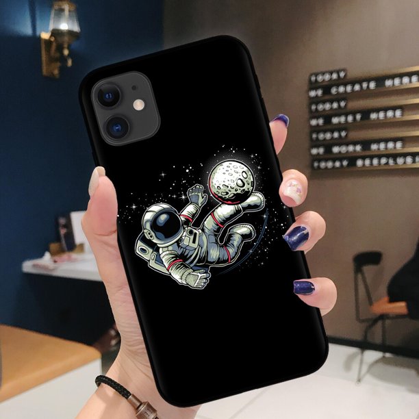 Coque arrière en silicone souple TPU pour iPhone, compatible modèles 6, 7, 8, 11 Pro Max, X, Poly, XS Max, 12 Mini, lune, étoile, astronome, drôle qiuyongming unisex