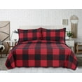 thumbnail image 4 of Marina Decoration Rich Printed Embossed Pinsonic Coverlet Bedspread Ultra Soft Bedding Summer Quilt Set with Shams, Red Black Plaid Pattern, 4 of 7