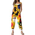 thumbnail image 3 of XINPING Halloween Overalls for Women, Sleeveless Spaghetti Strap Jumpsuit with Pockets, Ghost Pumpkin Print Wide Leg Baggy Romper, Adjustable Straps Fall Holiday Party Outfit 2026, 3 of 8