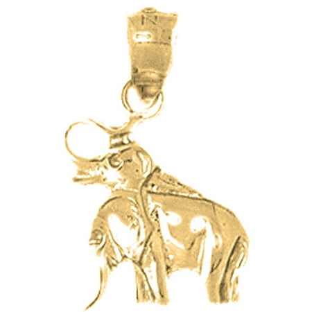 18K Yellow Gold Elephant Pendant - 19 mm