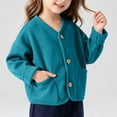 thumbnail image 5 of YUANxueke V Neck Sherpa Cardigan for Kids, Long Sleeve Button Down Jacket, Soft Warm Outwear with Patchwork Pockets, 5 of 6