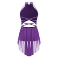 thumbnail image 2 of MSemis Kids Girls Lyrical Dance Costume Halter Modern Contemporary Dance Dress Purple 6, 2 of 5