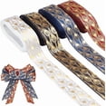 thumbnail image 2 of 20 Yards 4 Colors Peacock Feathers Print Wired Ribbon 1 inch Wide Glitter Decorative Peacock Ribbons for Bows Making Gift Wrapping DIY Wreath Garland Christmas Wedding Party Decorations, 2 of 5