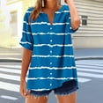 thumbnail image 5 of Cmfcve Women's Summer T-Shirt Striped Button Gauze Shirts Short Sleeve V-Neck Tee Tops, 5 of 5