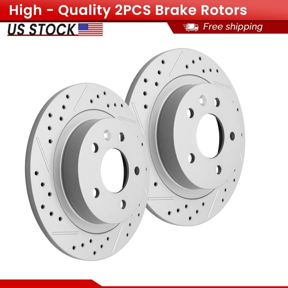 ACB ZONE Rear Brake Rotors Set for Buick Envision Chevrolet Equinox Malibu GMC Terrain, Drilled & Slotted Disc Rotors Kit (581999LR)