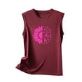 thumbnail image 5 of Chandails de Sensibilisation au Cancer du Sein pour Femmes, Col Ras du Cou, Blouse Basique Imprimée Sans Manches, Débardeur Décontracté d'Été pour l'Entraînement, 5 of 5