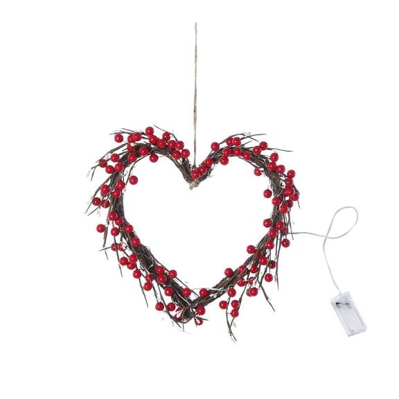 Valentine's Day Wreaths for Front Door,Valentine's Day Red Berry Wreath Heart Shaped Wreath Valentine's Day Gifts Door Decor Outdoor Indoor Home Wedding Valentine's Day for Her
