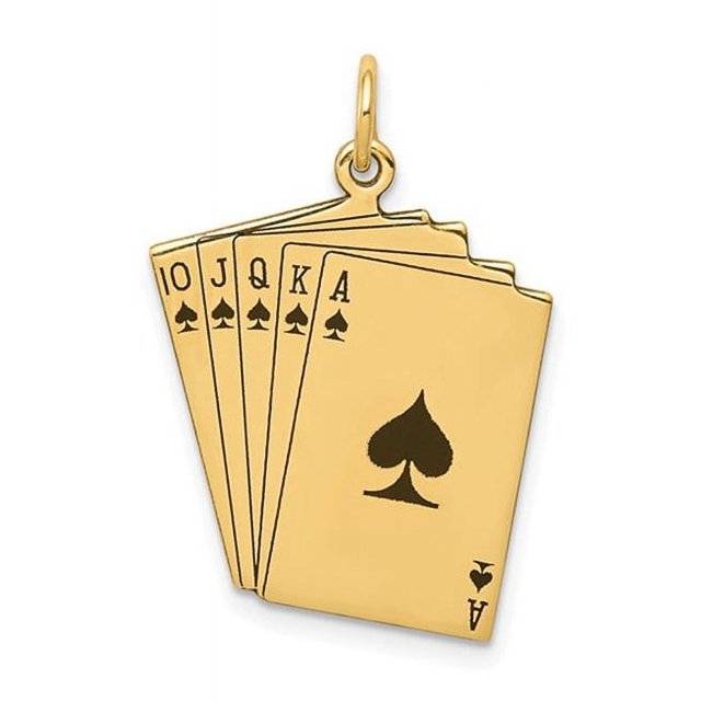 14K Yellow Gold Playing Cards Charm Pendant (NO Chain)