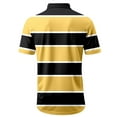thumbnail image 4 of Polo Shirts for Men Casual Short Sleeve Striped Buckle Lapel Breathable Pullover Tops Loose T Shirts for Man Yellow XL, 4 of 5