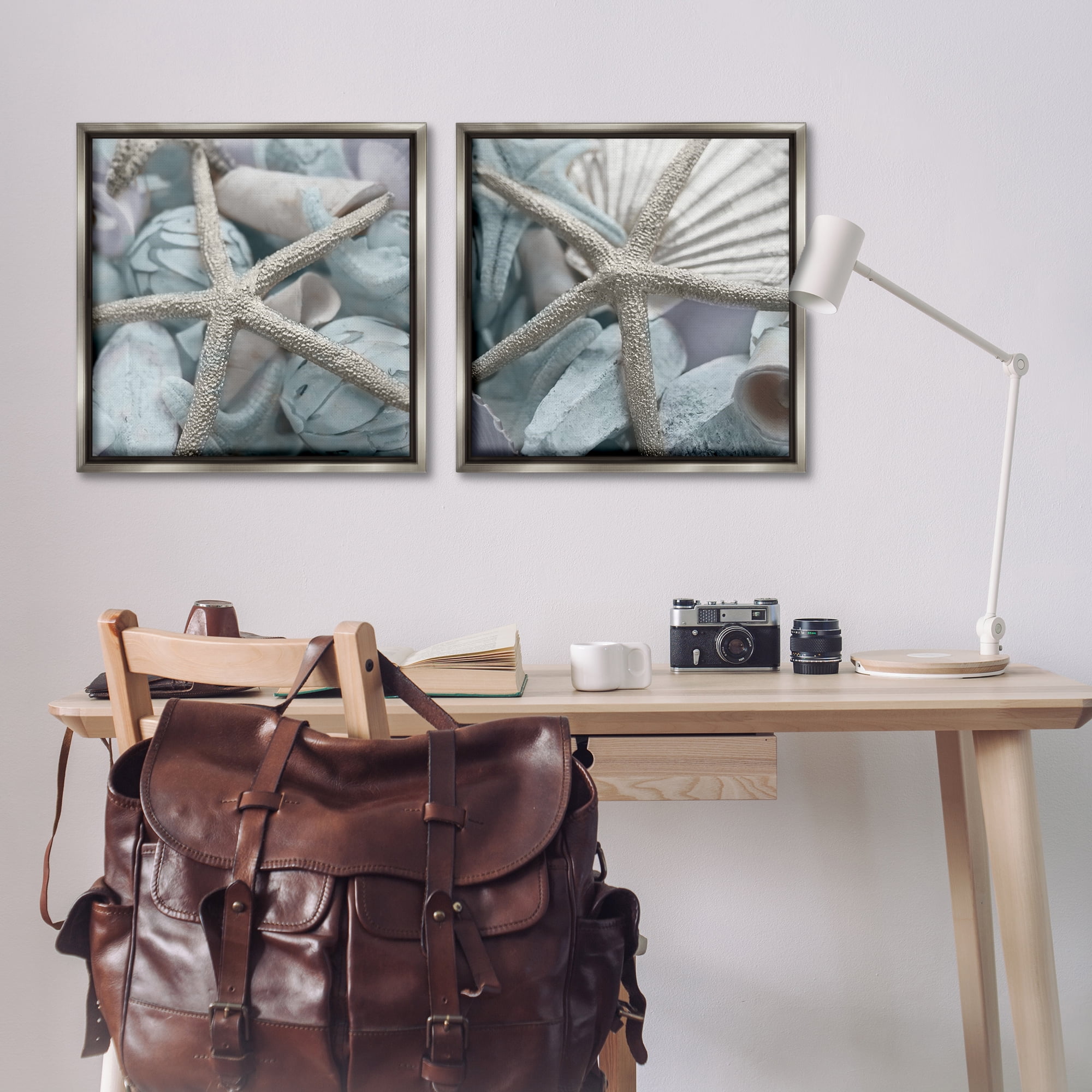 Stupell Industries Dry Distressed Starfish Nautical & Beach Photography Gray Floater Framed Canvas Art Print Wall Art, 25 x 25, Set of 2
