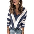 thumbnail image 1 of Suéter de punto desgastado y roto con cuello en V y manga larga para mujer, tallas S a 2XL, 1 of 5
