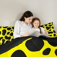 thumbnail image 5 of jejeloiu Leopard Print Full Size Comforter Sets,Abstract Cheetah Pattern Bedding Comforter Set,Yellow Black Bedding Sets For Men Women,Breathable Home Decor Reversible,3pcs, 5 of 8