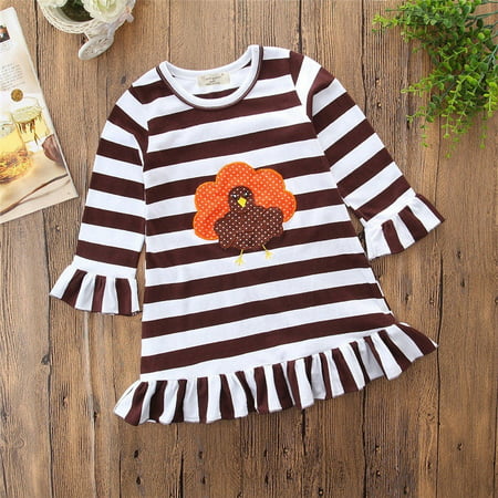 Cute Toddler Baby Girls Dress Thanksgiving Party Pageant Dresses Kids Clothes