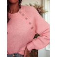 thumbnail image 4 of Womens Fall Down Long Sleeve Knit Winter Raglan Sleeve Round Button-Down Knit Sweater Pink M, 4 of 9