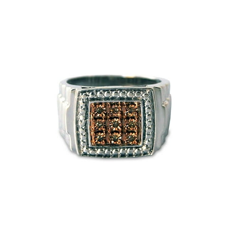 Men's Brown Diamond Accent Nine-Stone Sterling Silver Ring