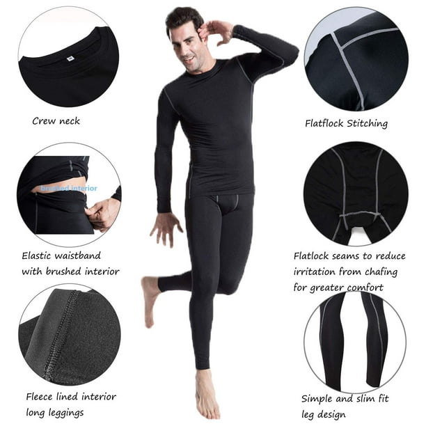 LANBAOSI Men Thermal Underwear Fleece Lined Male Base Layer Long Johns Set  Size S 