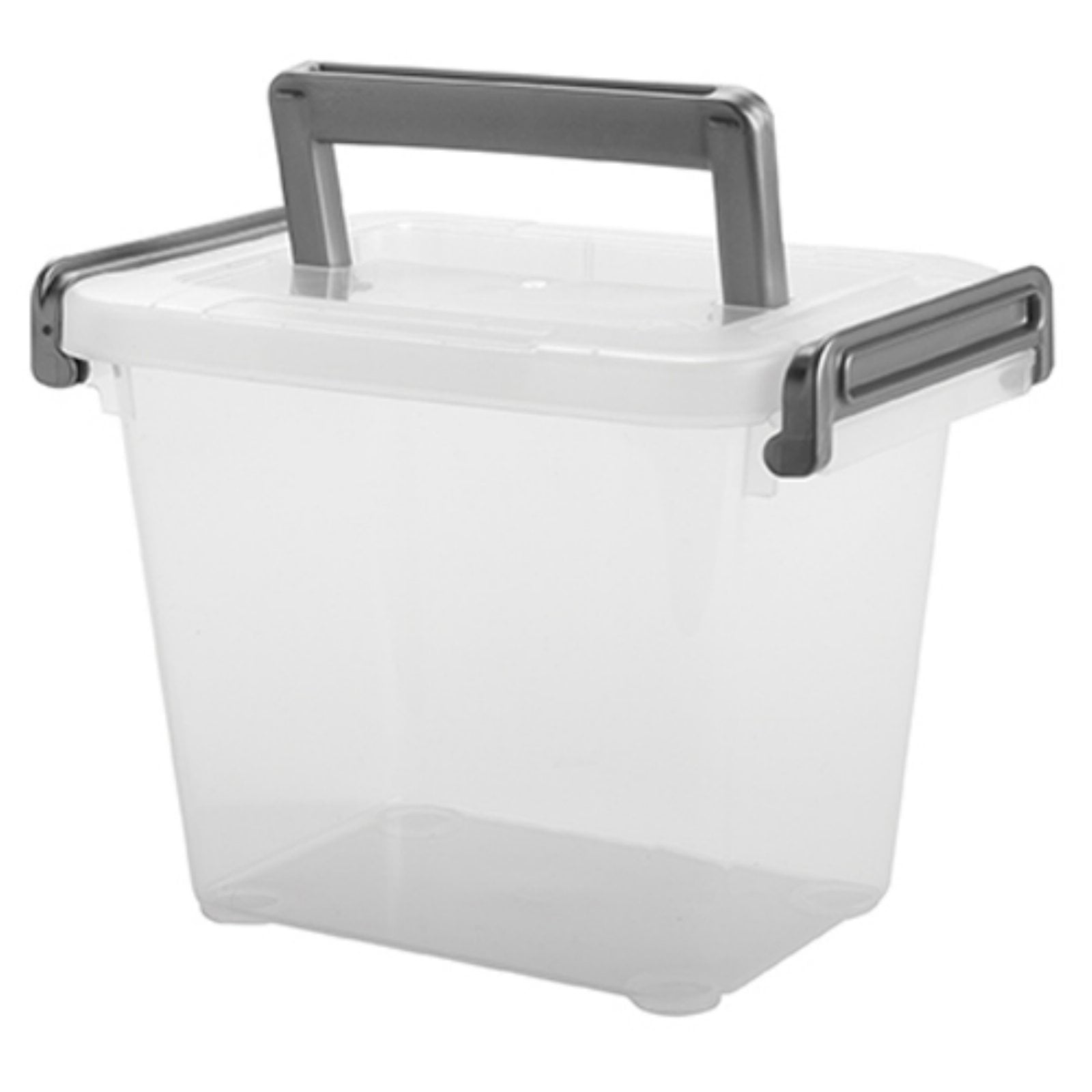 IRIS Medium Modular Latching Box with Silver Handle, Clear Set of 8