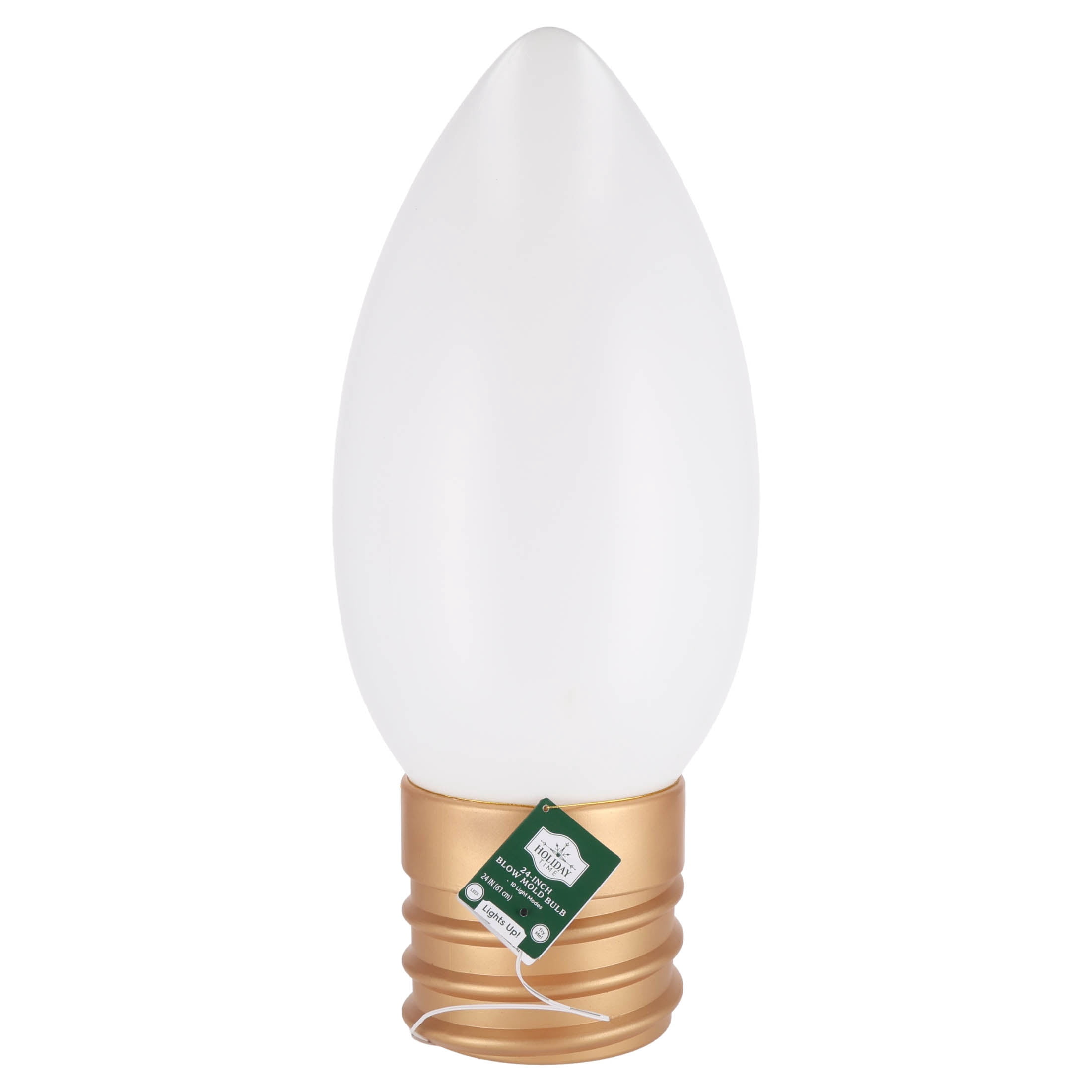 Indoor/Outdoor Light-Up Blow Mold Bulb Christmas Decoration with 10 Modes, White, 24", by Holiday Time