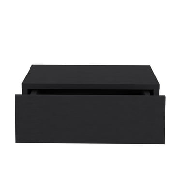Newboti Furniture Floating Nightstand 5"H, Modern Wall-Mounted Bedside Shelf with Drawer, Black 44479
