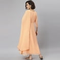 thumbnail image 6 of Janasya Indian Round Neck 3/4 Sleeve Solid Peach Poly Georgette Kurta With Dupatta For Women, 6 of 8