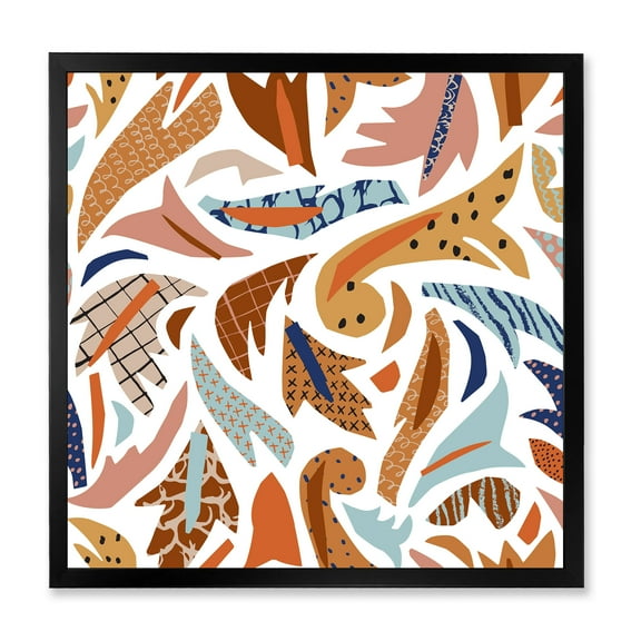 Designart 'Baroque Inspired Stylized Doodles Shapes' Bohemian & Eclectic Framed Art Print