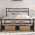 thumbnail image 2 of Yaheetech Simple Platform Metal Bed with Curved Design, Full, Black, 2 of 8