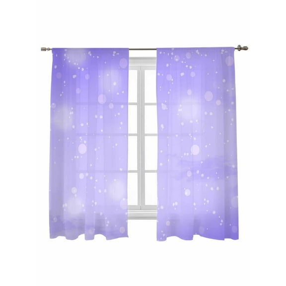Purple Gradient Sheer Curtains 63 Inch Long 2 Panels, Circle Fantasy Light Filtering Rod Pocket Semi Sheer Curtains, Sheer Voile Drapes for Living Room Bedroom, 52"x63"