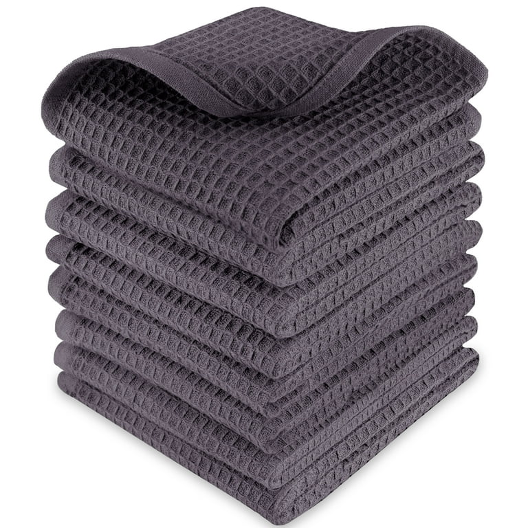 ORMYSA Dish Cloths for Washing Dishes, Pack of 8, 12 x 12 in, Waffle  Washcloths, Grey