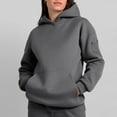 thumbnail image 5 of Olyvenn Womens Hoodie with Kangaroo Pouch Hidden Zipper Pockets Lightweight Oversized Fleece Athletic Sweatshirts Dark Gray M, 5 of 9