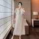 thumbnail image 2 of Traje de mujer embarazada que viaja diariamente al trabajo, vestido con borlas y ondas de verano, traje con sentido del humor, chaqueta de manga corta, 2 of 6