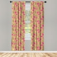 thumbnail image 2 of Ambesonne Hawaiian Curtains, Aloha Women Palm Leaves, Pair of 28"x95", Hot Pink Olive Green, 2 of 4