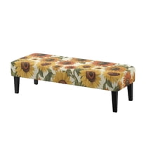 Whosucclay Sunflower Floral Print Stretch Dining Bench Cover Wear Resistant Bench Slipcovers Breathable Bench Seat Furniture Protector Universal Bench Protectors for Bedroom, Kitchen