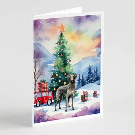 Scottish Deerhound Christmas Greeting Cards Pack of 8 7 in x 5 in