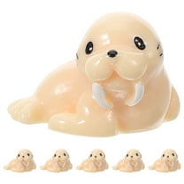 BESTYASH 6Pcs White Resin Marine Life Model Elephant Seal Figurine for Home Decoration with Realistic Design