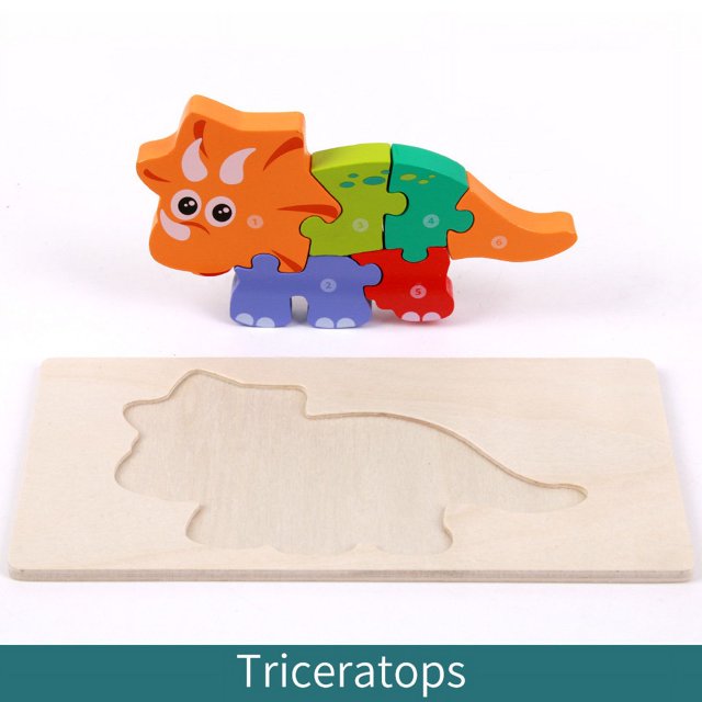 Juguetes educativos cognitivos de madera para educación temprana para niños, rompecabezas estéreo 3D con formas de animales de madera que se acumulan y combinan