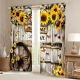 thumbnail image 2 of Homewish Vibrant Sunflower Floral Blackout Curtains Set of 2 (52x84 Each) for Kids, Rustic Wooden Plank Window Curtains, Cartoon Butterfly Curtains and Drapes, Window Curtains Decor, 2 of 6