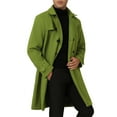 thumbnail image 4 of INSPIRE CHIC Winter Trench Coat for Men's Double Breasted Formal Notched Lapel Long Overcoat L Olive Green, 4 of 6