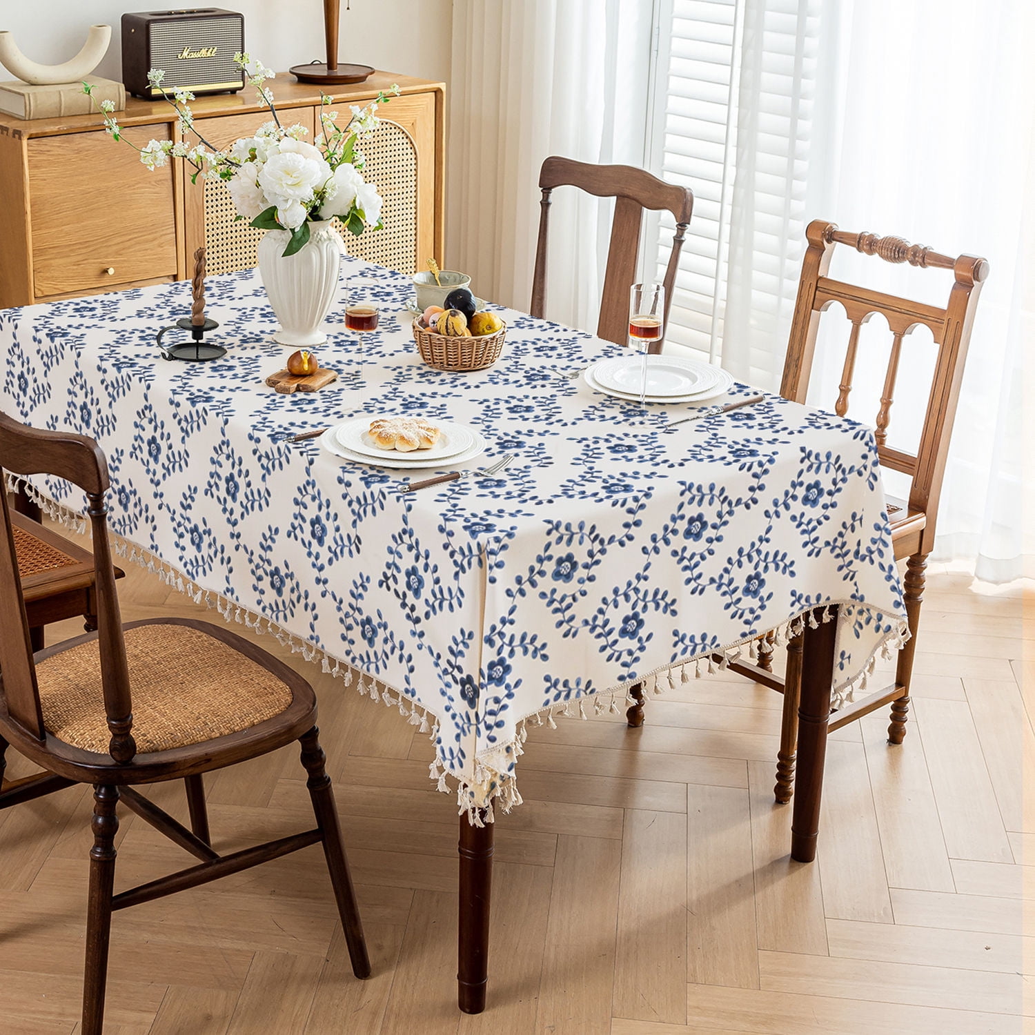 Soulgenix 55"*70" Tablecloth, Waterproof Table Cloth for Rectangle Tables, Cotton Linen Dining Table Cover for Kitchen Dining,Party Weddings, 4-6 Seats