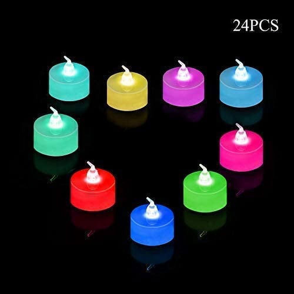 Haitral Candle Lamps Waterproof Candles, 24pcs Battery Operated LED Decorative Flameless Candles Flickering Colorful Light