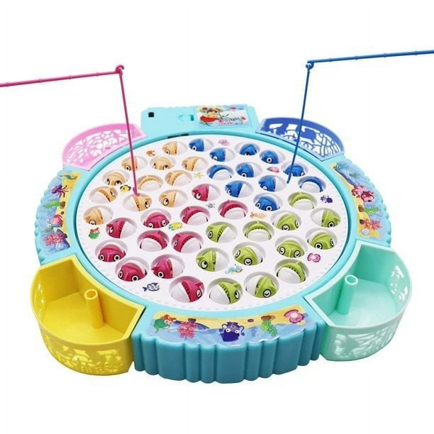 Magnetic Fishing Game Toy Pole and Rod Fish Board Rotating with Music  Includes 45 Fish and 4 Fishing Poles Fine Motor Skill Training Great  Birthday for Children Kids Toddles Boys Girls 