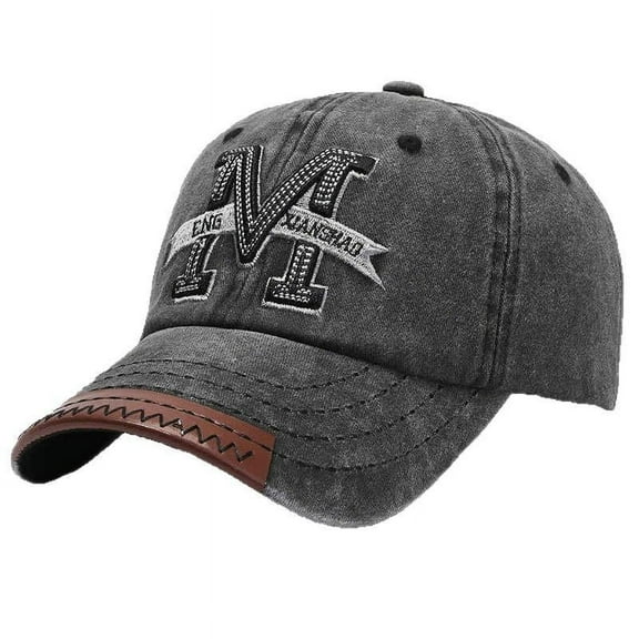 Unisex Baseball Cap M Letter Embroidery Washed Sun Hat