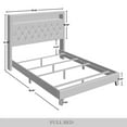 thumbnail image 5 of Castle Place LED Light Nailhead Trim Linen Upholstered Bookcase Bed, Warm Grey, Full, 5 of 7