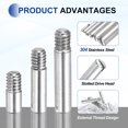 thumbnail image 3 of 6 Pcs M4 x 20mm Slotted Cylindrical Pins, 304 Stainless Steel External Thread Locating Parallel Pins, 3 of 6