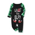 thumbnail image 4 of EYIIYE Family Matching Christmas Pajamas, Elf &Letter Print Long-Sleeved Tops + Plaid Pattern Trousers Glow at Night Sleepwear, 4 of 5