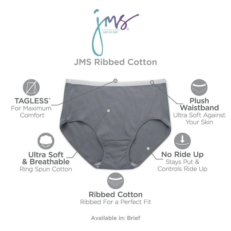 Just My Size Women's Plus Super Value Bonus Cotton Brief Underwear, 6+2  Bonus Pack