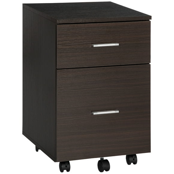 Vinsetto Mobile File Cabinet, 2-Drawer Filing Cabinet with Wheels, for Letter or A4 File, Study Home Office, Brown