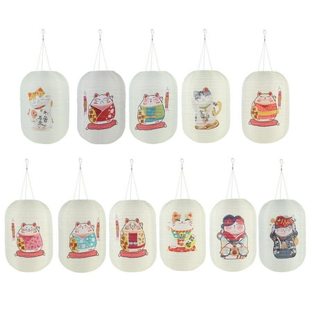 

Smrinog 25cm Japanese Style Solar Lantern Printing Fabric Bar Pub Home Decor (G)