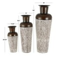 thumbnail image 3 of DecMode 18", 39", 28"H Tall Tapered Floor White Metal Vase with Brown Trumpet Tops, Set of 3, 3 of 9