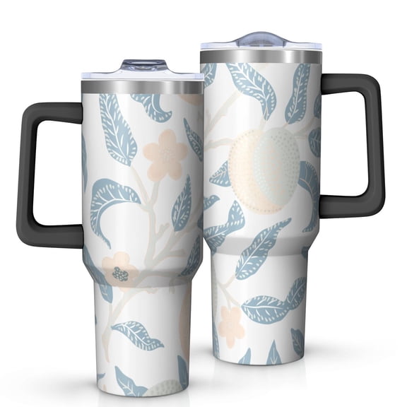 Modern 40oz Tumbler– Stainless Steel Insulated Tumbler with Handle and Straw, Large Capacity Travel Cup for Hot & Cold Drinks