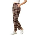 thumbnail image 1 of Pantalones a cuadros casuales Allegra K para mujer Rojo marrón S, 1 of 6
